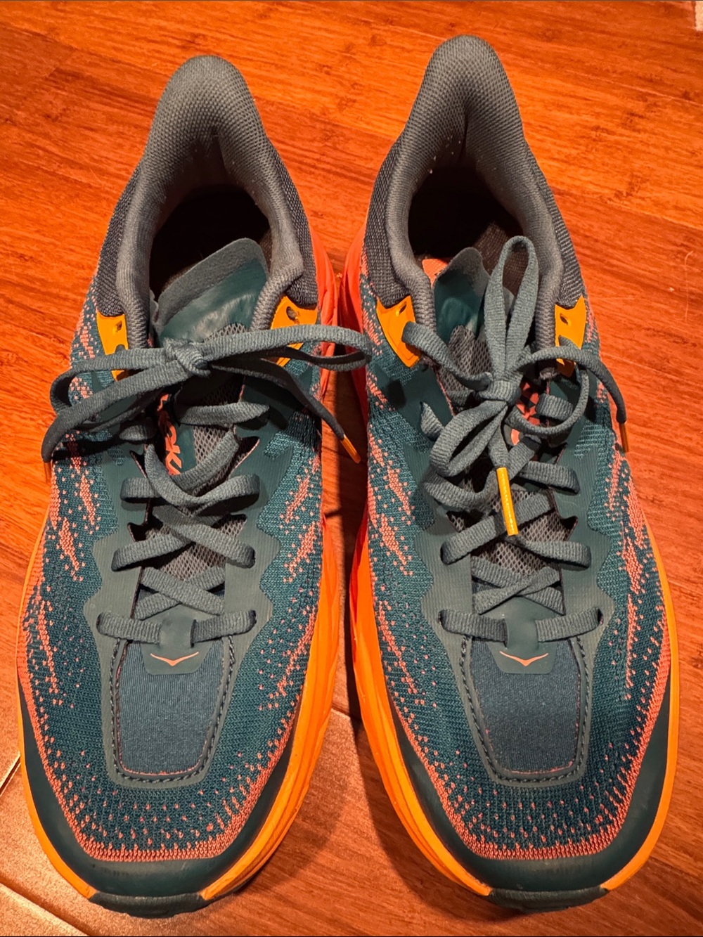 Hoka Women's Teal and Orange Running Sneakers